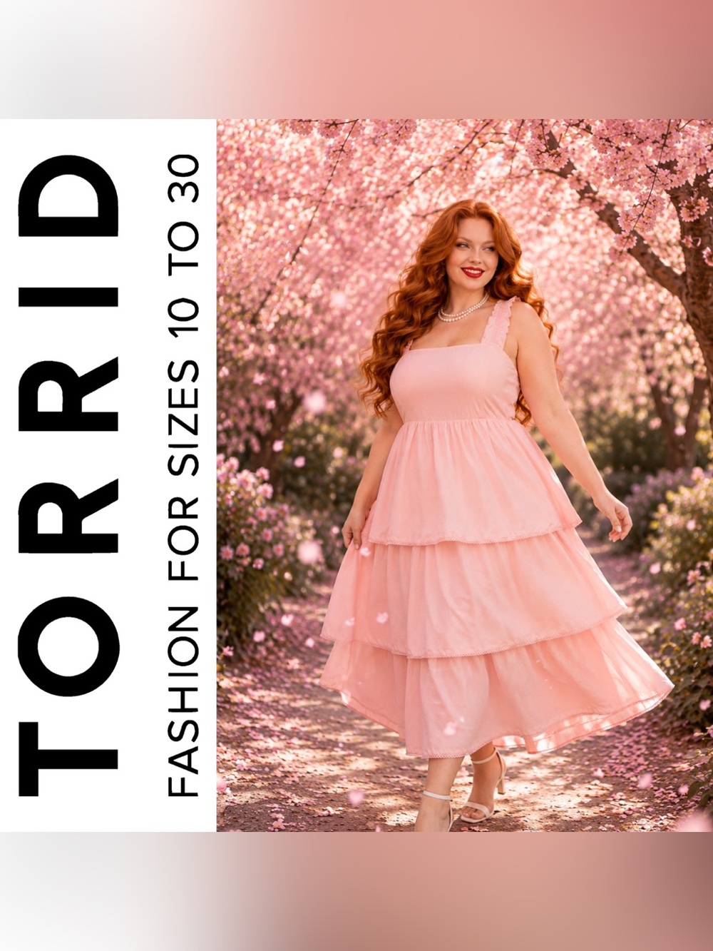 Torrid Light Pink Ruffle Strap Tiered Midi Dress, Large, NWT!